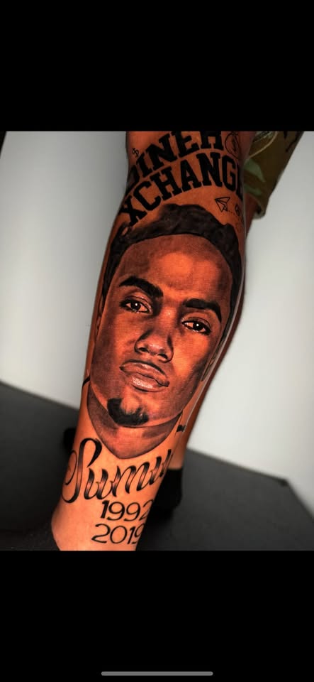 Black & Grey portrait tattoo by Oscar Arce