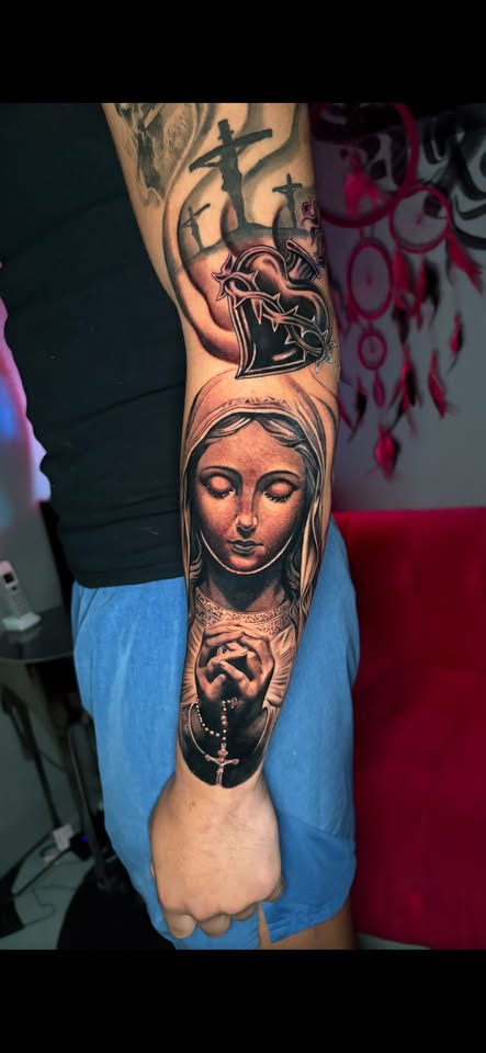 Virgin Mary — Black & Grey two-day session by Oscar Arce
